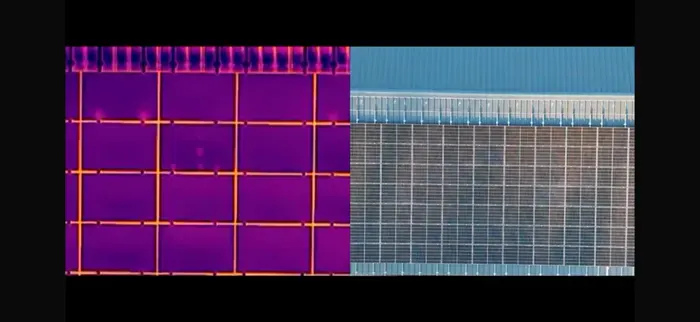 Panneaux solaires : vue thermique et vue visible